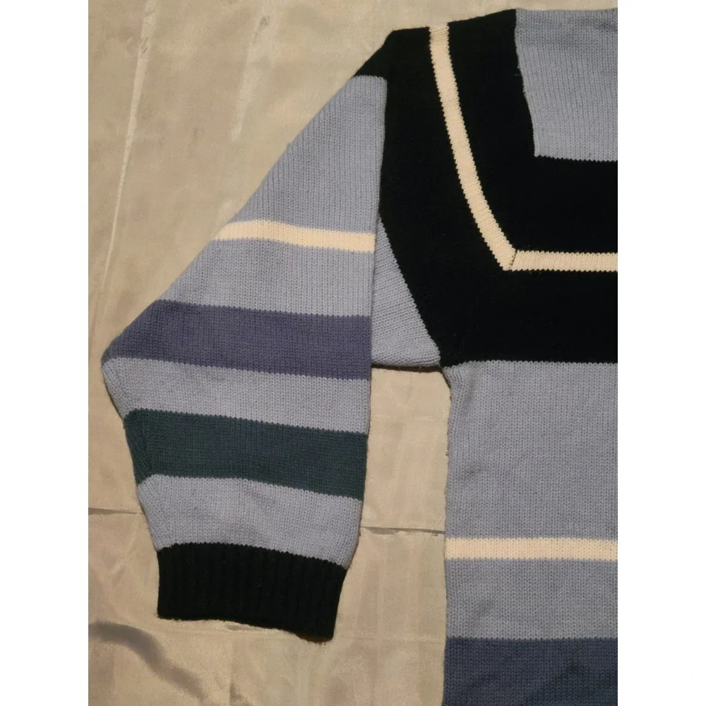 VTG Y2K Southpole Men's XL Blue Striped Long Sleeve Mock Turtle Neck Sweater EUC